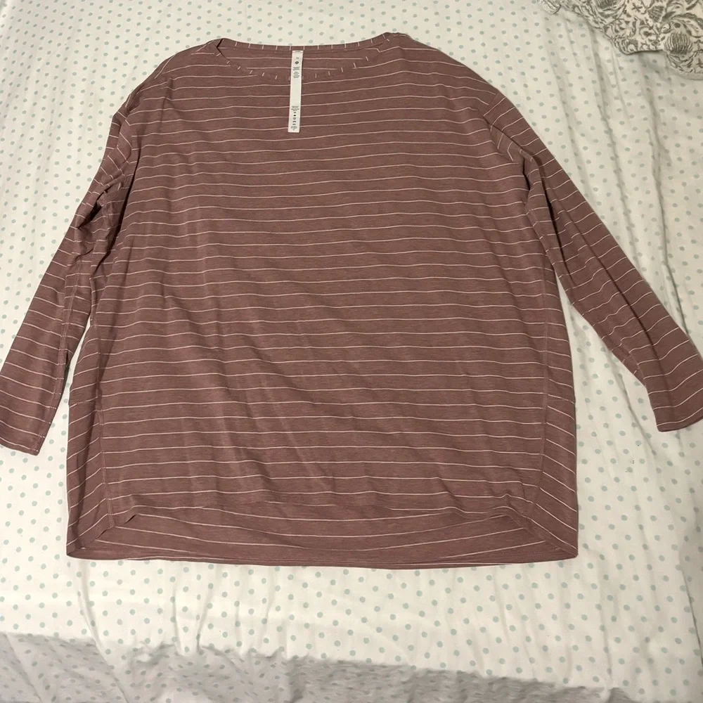Lululemon Back in Action Long Sleeve Striped Mauve/Pink Top