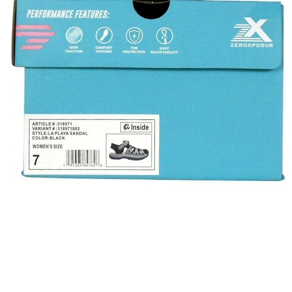 ZeroXposur Water Sandals Womens 7 Black Gray Toe Protection Lace Up River Hiking