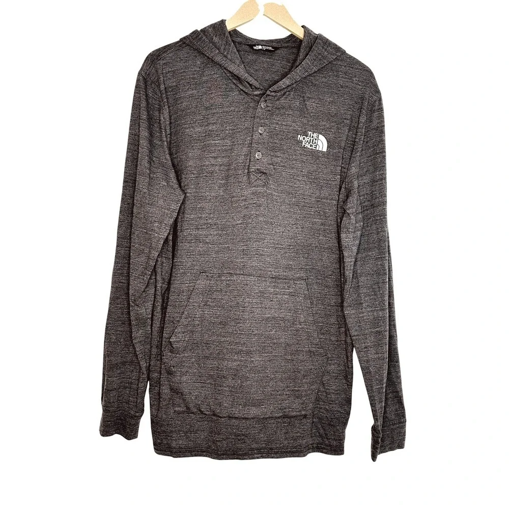 The North Face Hoodie Mens Large Grey Henley Pullover