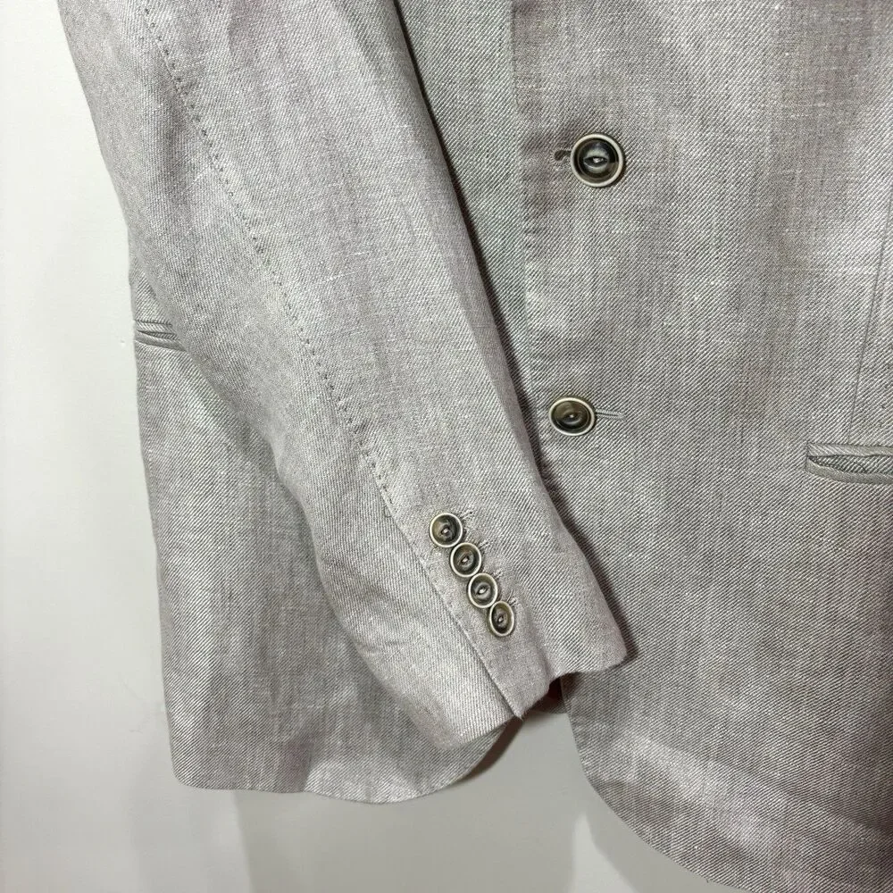 Zara Light Gray Linen-Blend Sport Coat with Subtle Texture