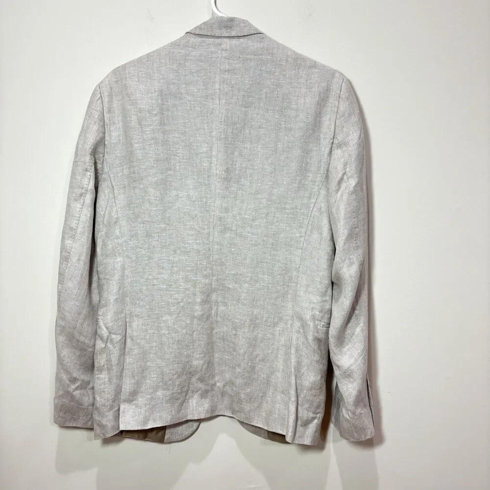 Zara Light Gray Linen-Blend Sport Coat with Subtle Texture