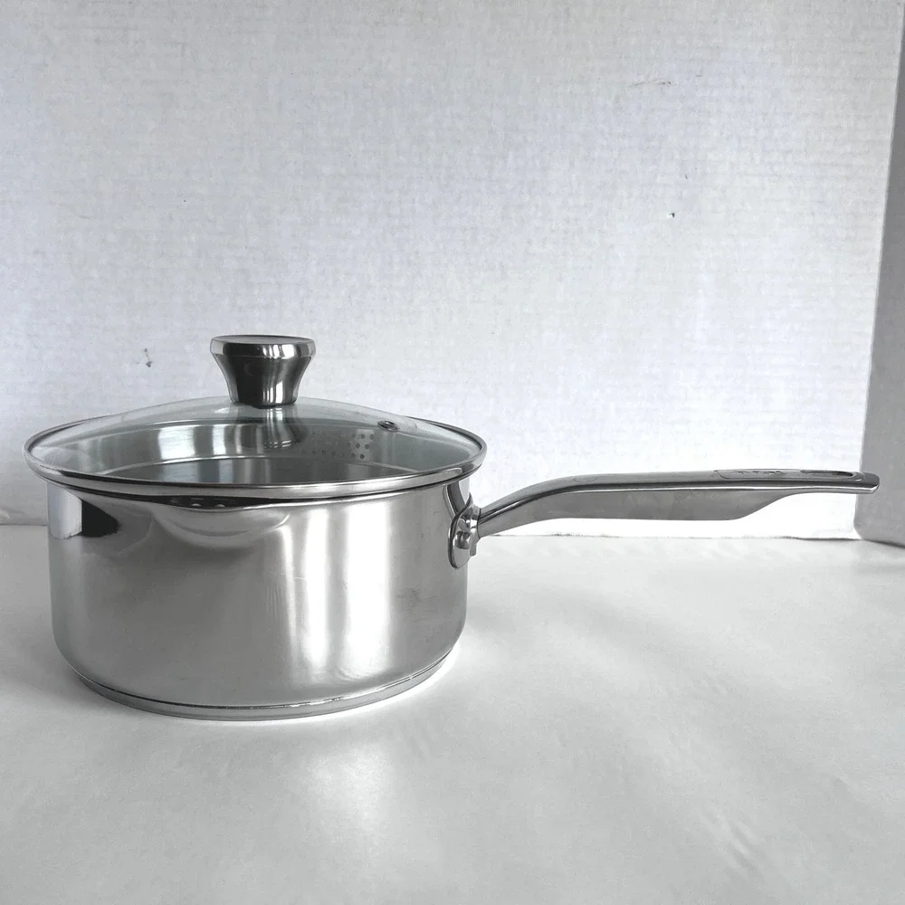 T-fal Cook & Strain 3 Qt Stainless Steel Saucepan Vented Glass Lid