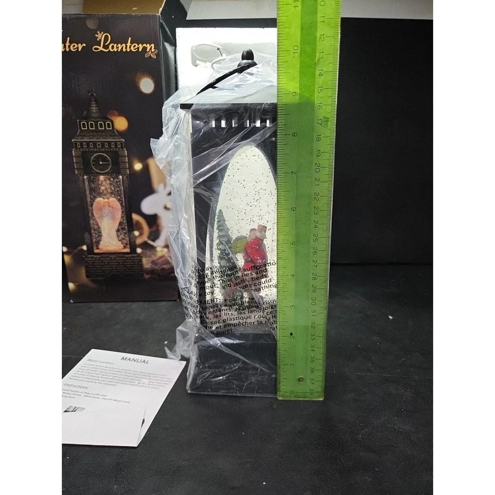 Christmas Holiday Lantern, LED Light Water Globe, Santa Edition Clock Style‎