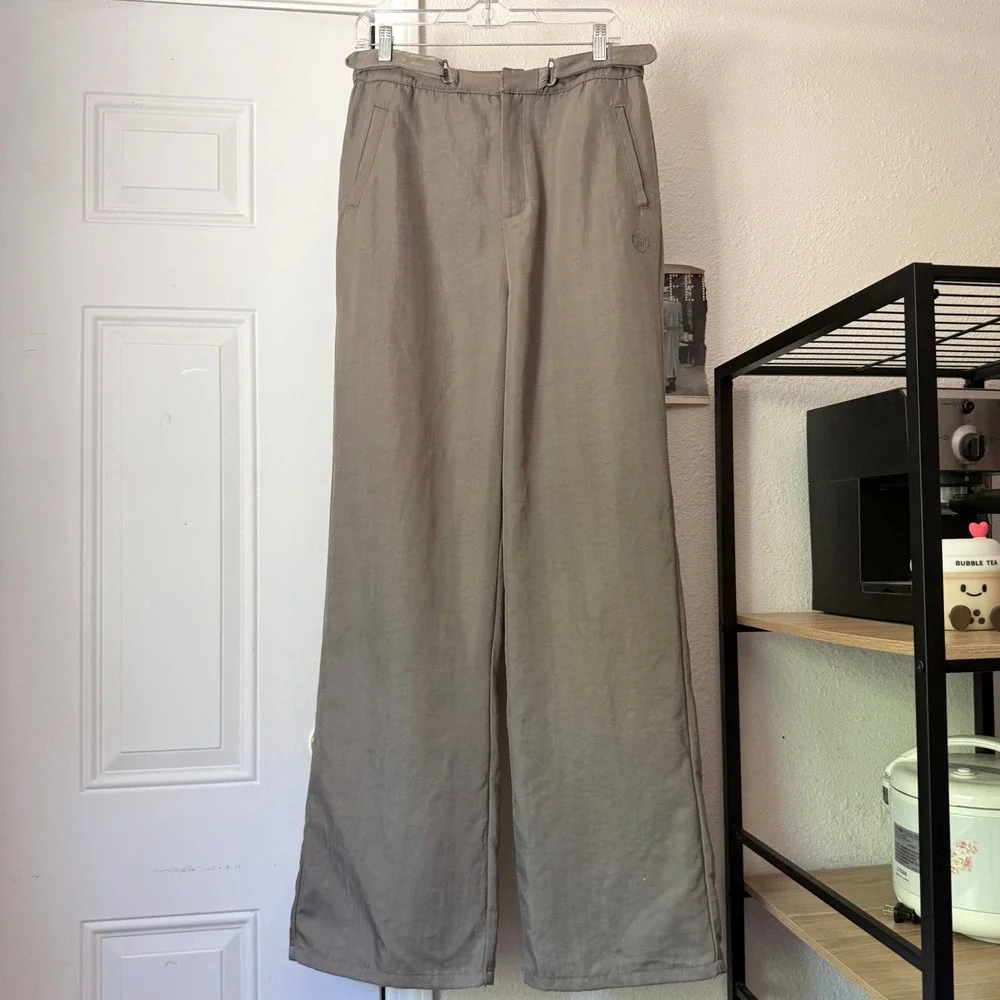 HONOR THE GIFT tan beige khaki nylon wide‎ straight leg trousers pants