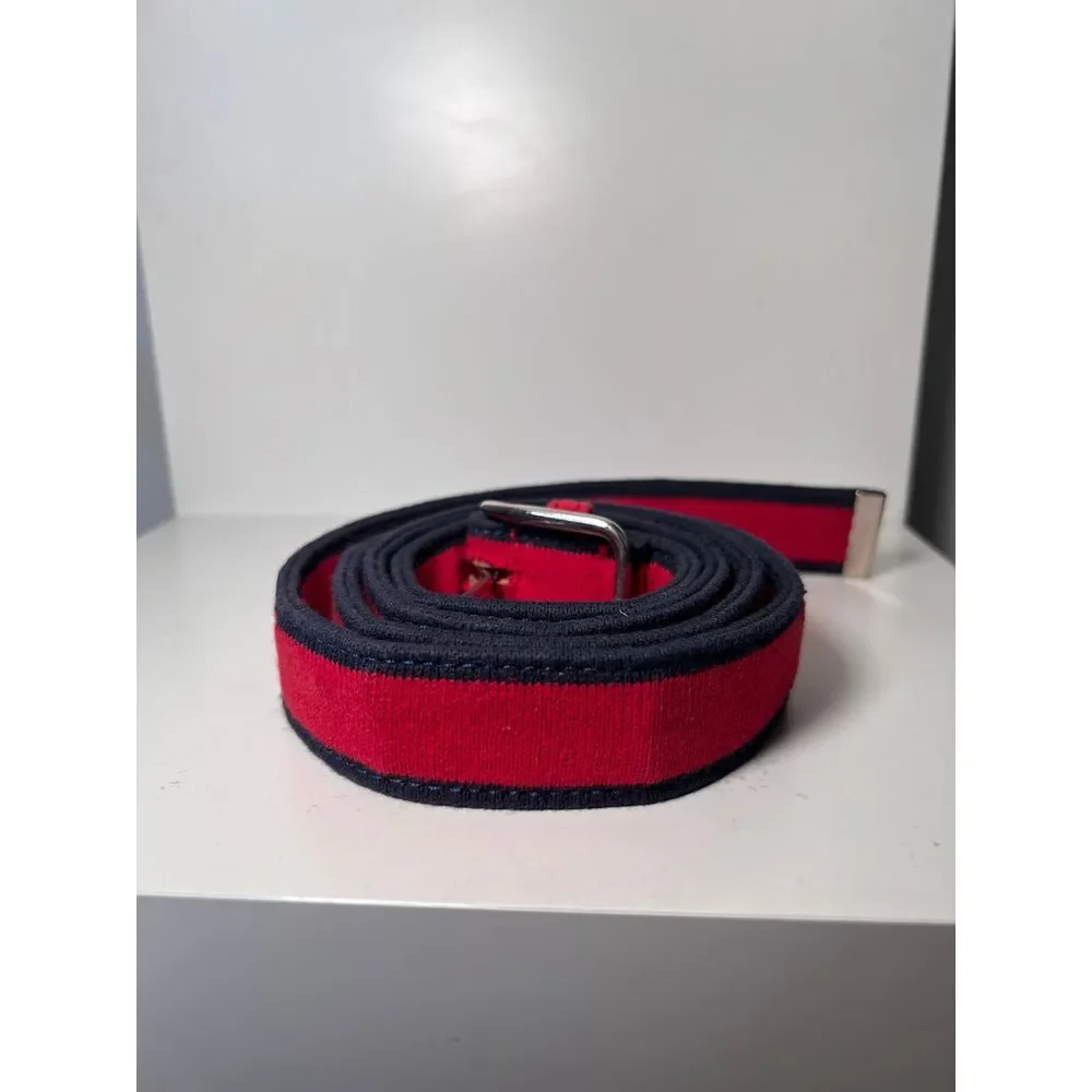 Alexander Olch New York Vintage Red & Navy Blue Canvas Belt-Casual Sporty- SZ 44