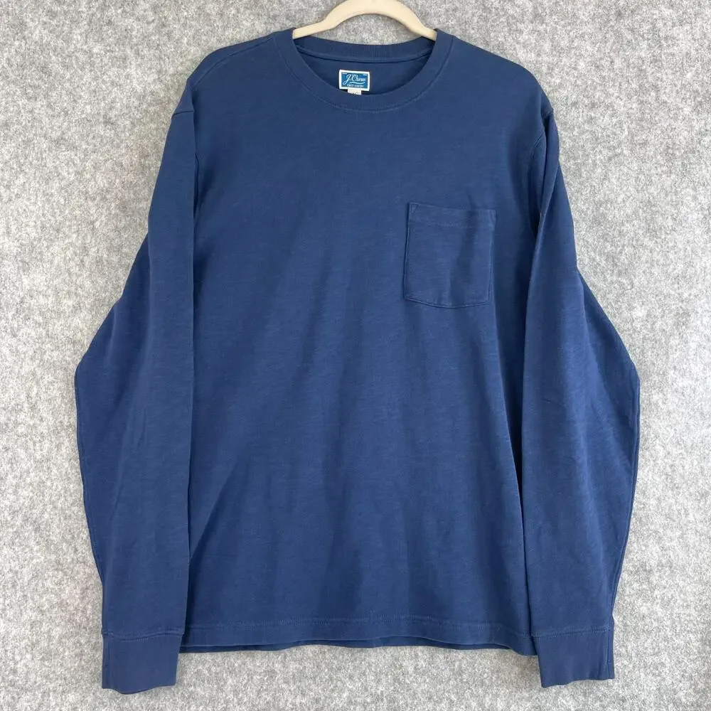 J Crew Sweatshirt Mens Medium Blue Lightweight French Terry‎ Pocket Crewneck New