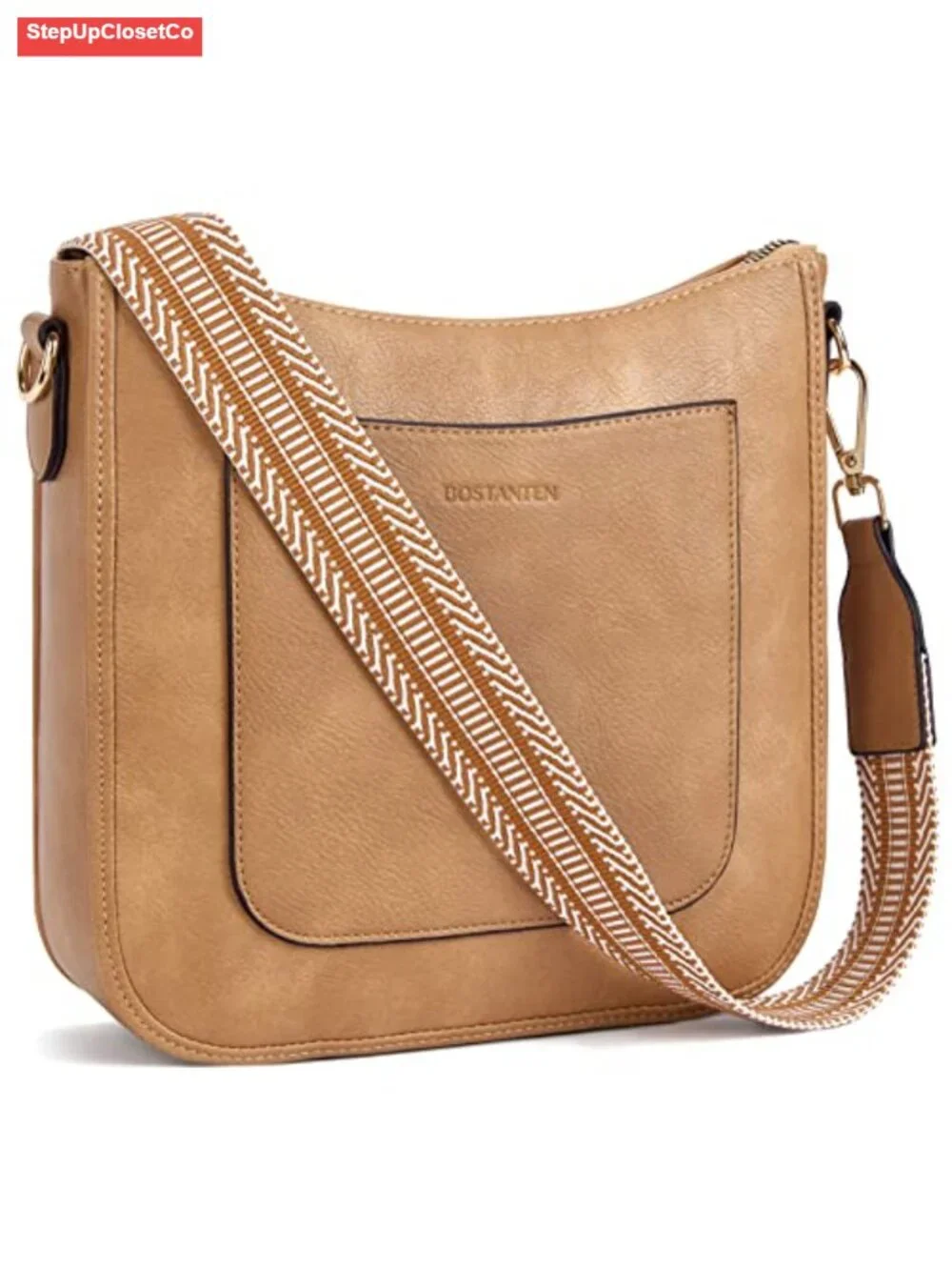 Women's Vegan Leather Crossbody Hobo Bag with Guitar Strap & Multiple Pockets