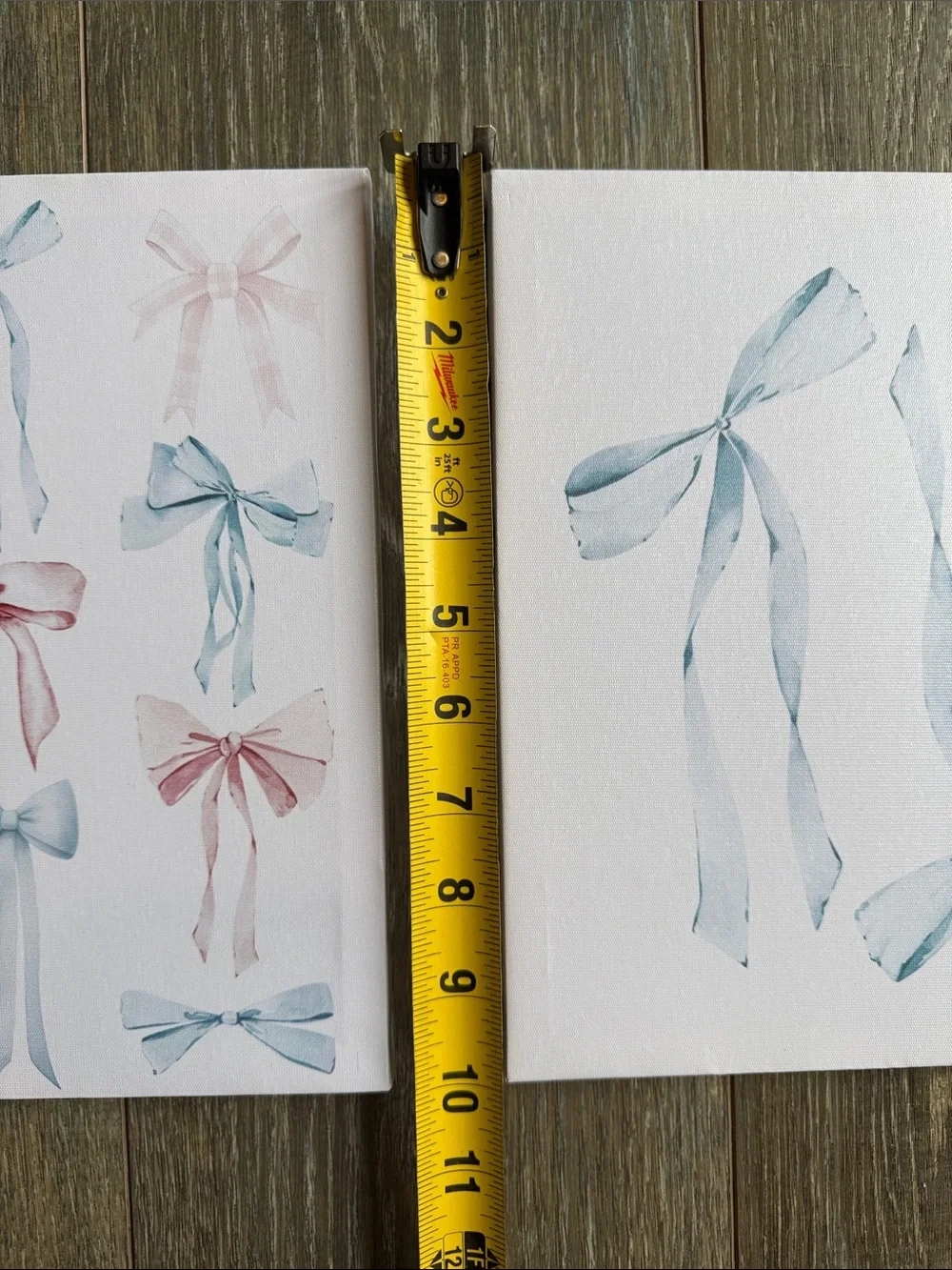 Ribbon Bow Canvas Wall Art Set - Blue & Pink