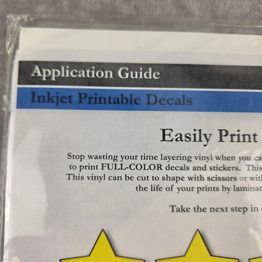 JDC Inkjet Printable Decal Vinyl Sheets for Stickers and Custom Designs 5pks