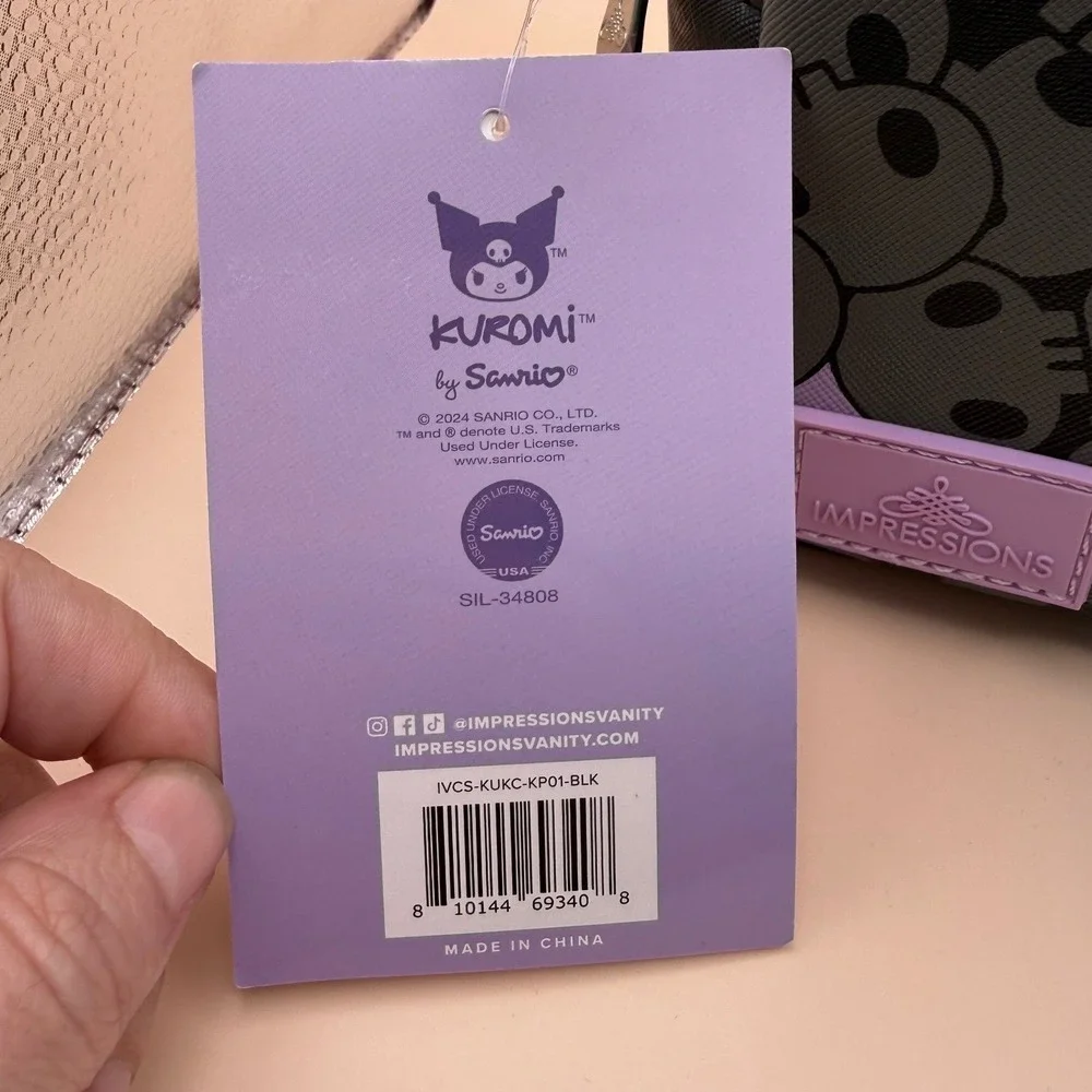 Impressions Vanity Sanrio Kuromi Cosmetic Pouch‎ Purple Skull Makeup Bag New