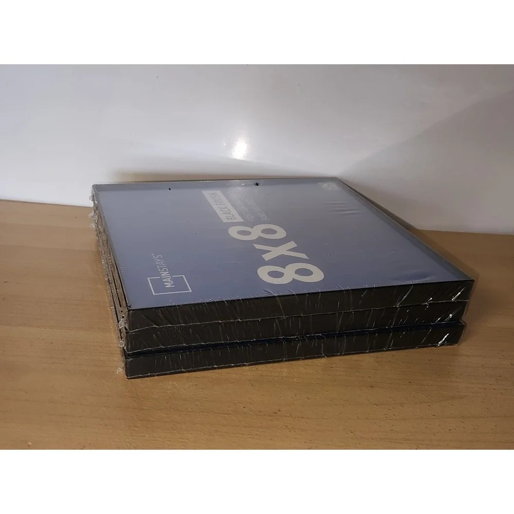 3 Pack Mainstays 8 x 8 Inch Black Finish Front Loading Picture Frames~NEW