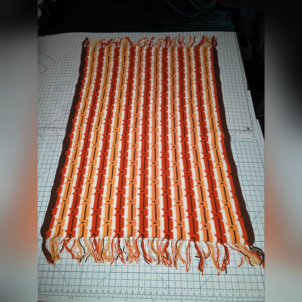 Handmade Crotchet Afghan Throw Blanket‎ - Preloved and Vintage late 70s