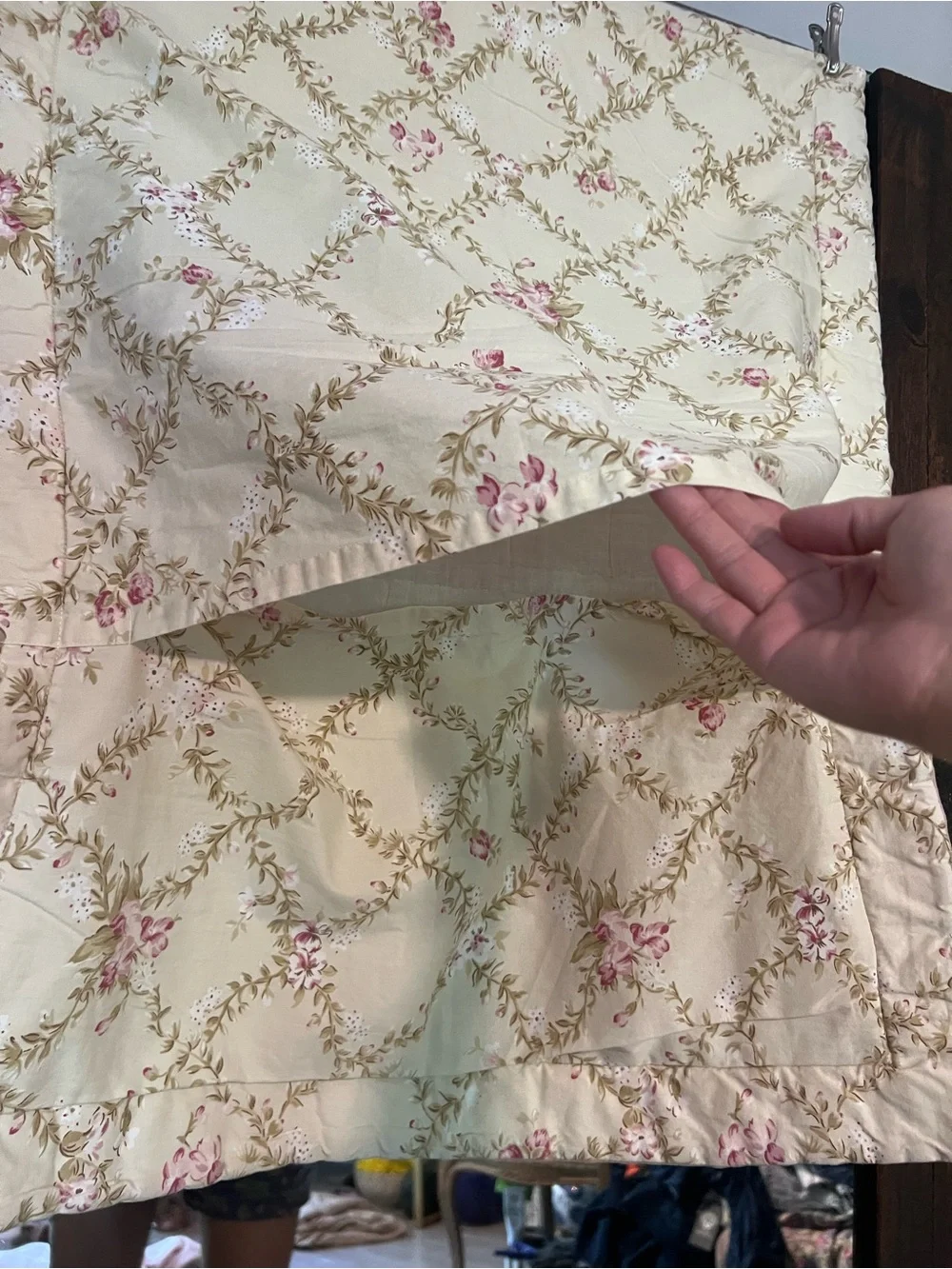 Handmade Floral Patchwork Quilted pillowcases Pink and Cream Standard, Set of 2