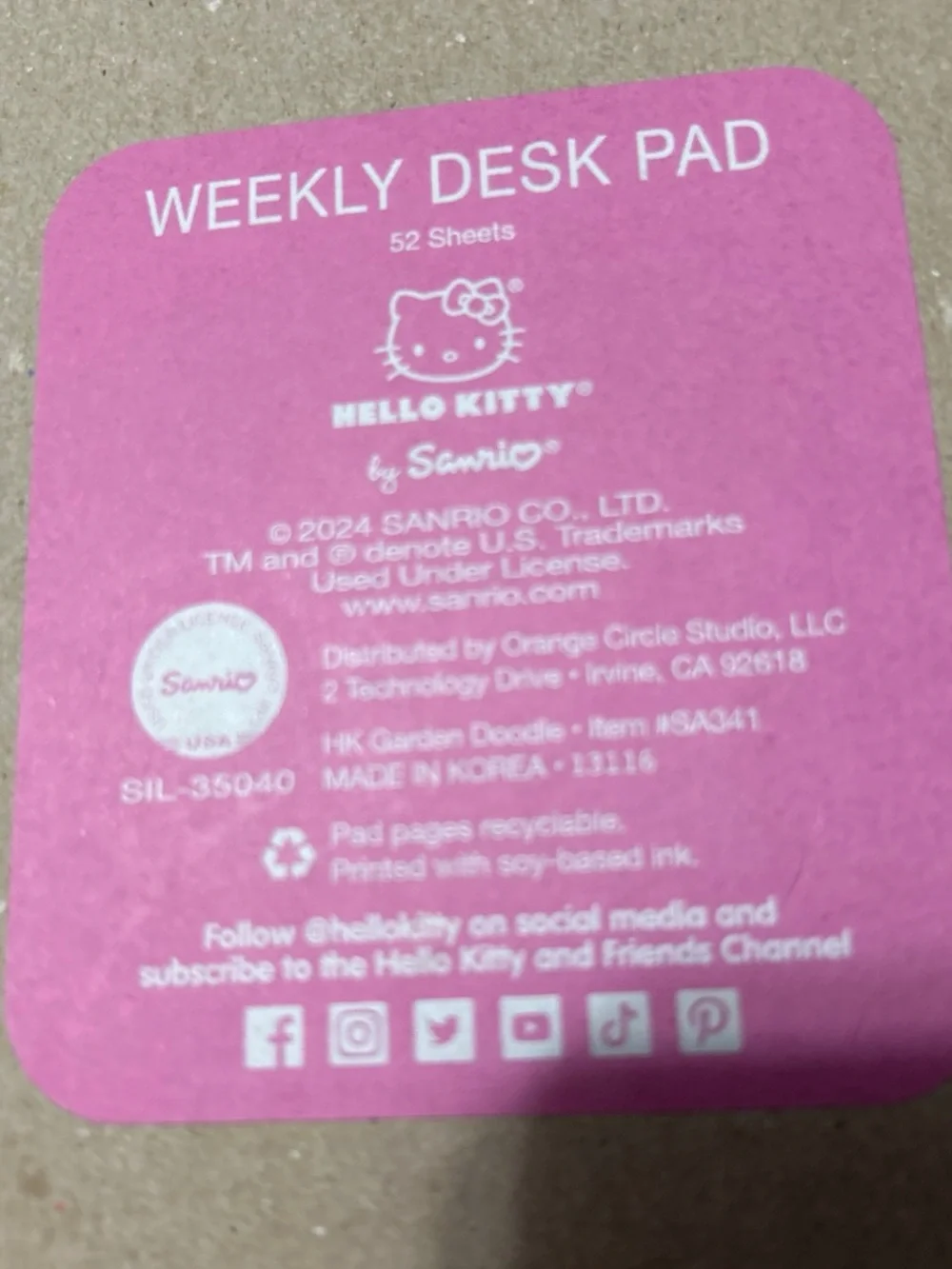 Hello Kitty weekly pad