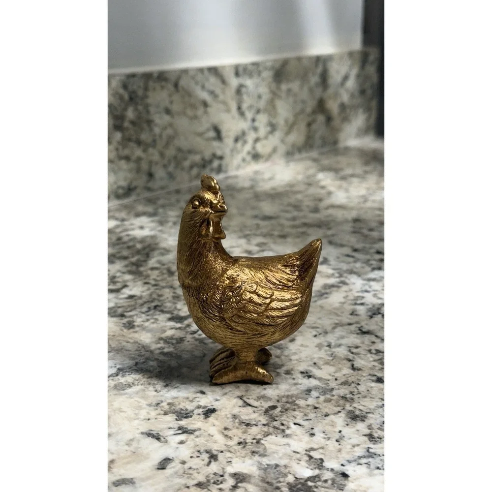 Vintage Gold‎ Metallic Rooster Chicken Decor Figurines Cute