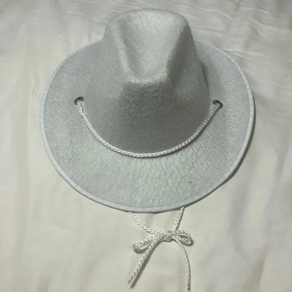 Cowboy/Cowgirl white Hat with String Tie