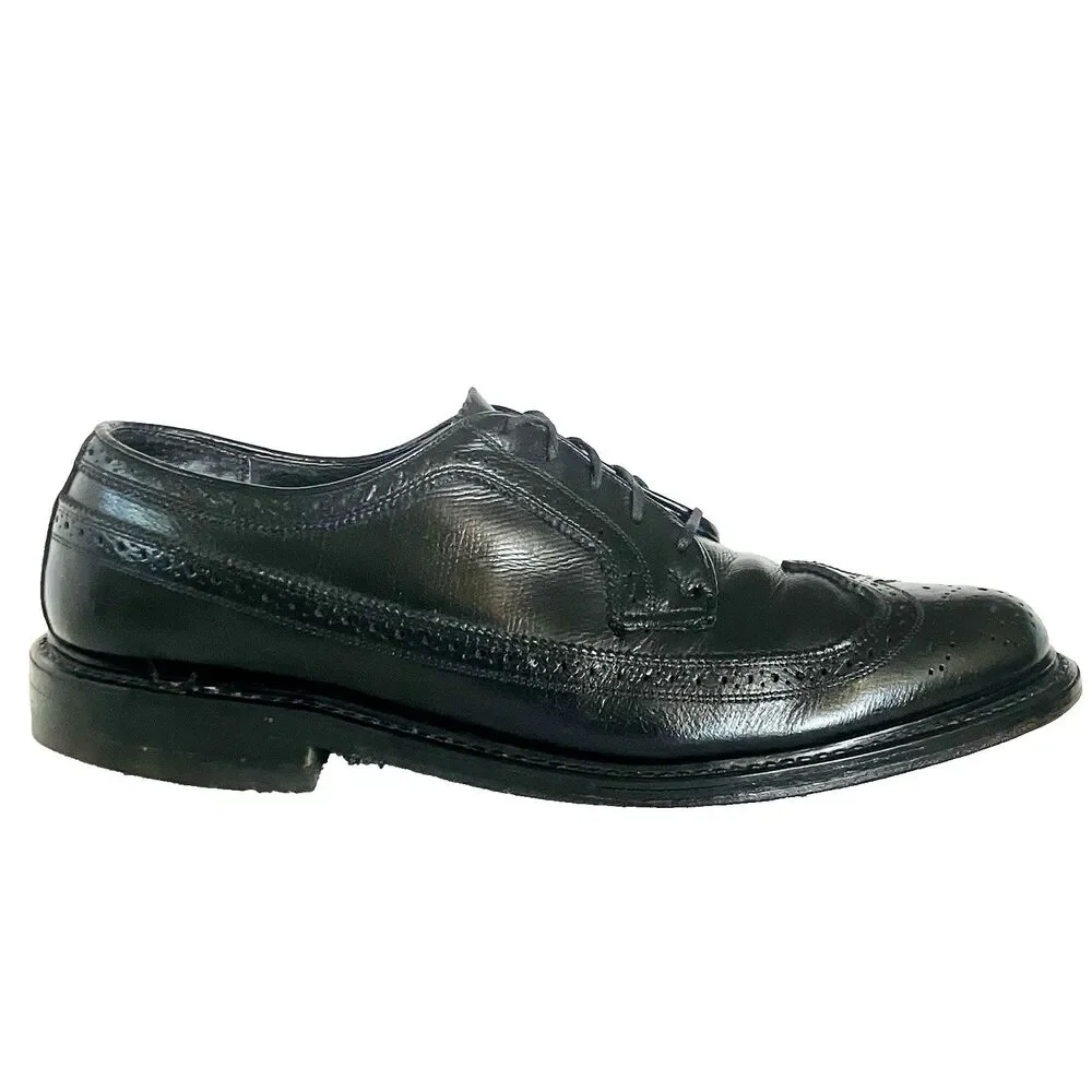 Stafford Imperial Vtg Wingtip Biltrite Leather 10.5 Black Academia Preppy