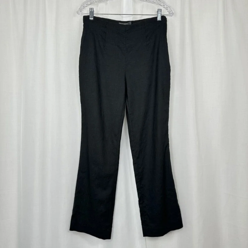 VTG  Banana Republic Lindsey‎ Stretch Linen Blend Pants  4P Minimalist Y2K Black