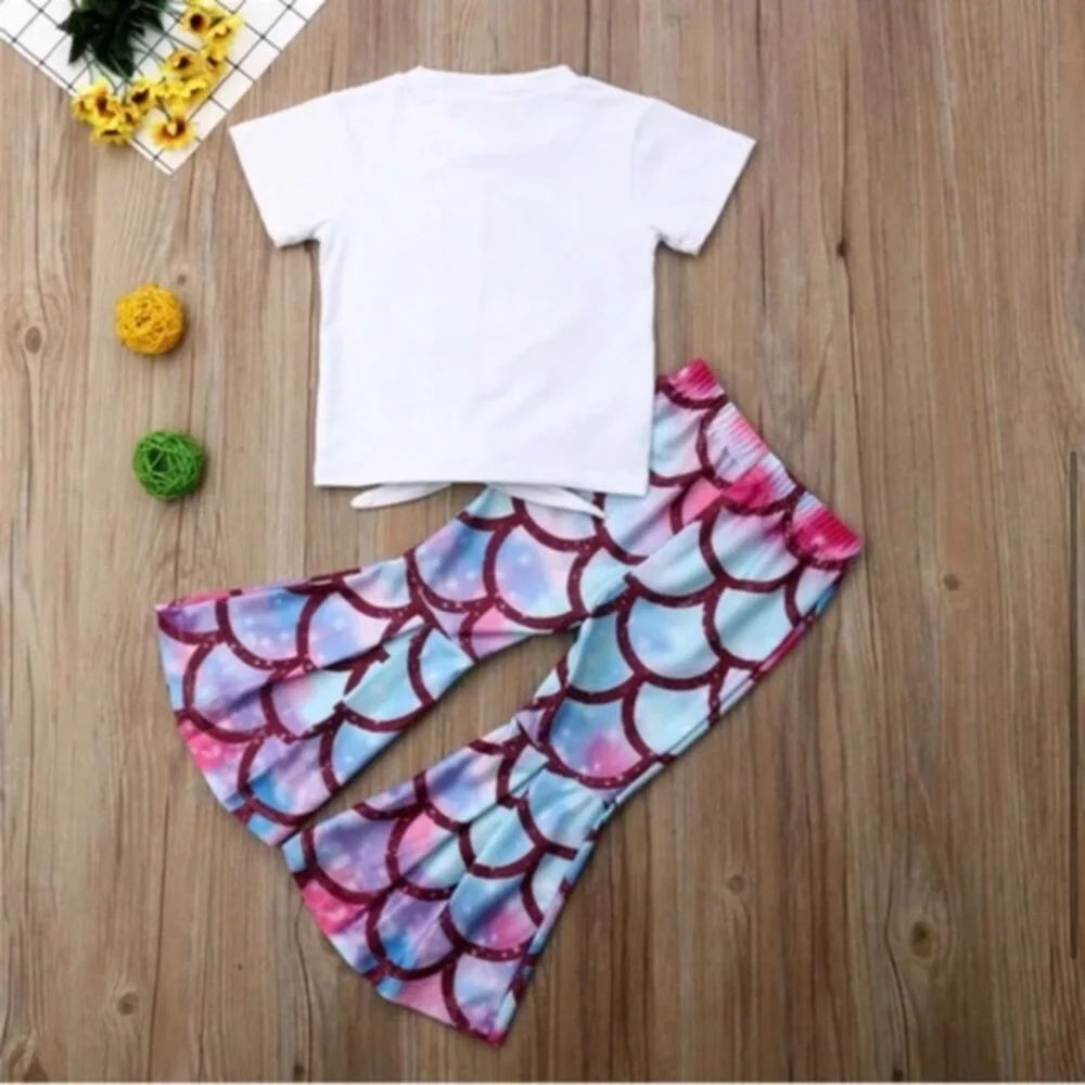 Mermaid Summer Kids Two Piece Matching Set Boho Flare Mini Me Mama & Me Cute 4T