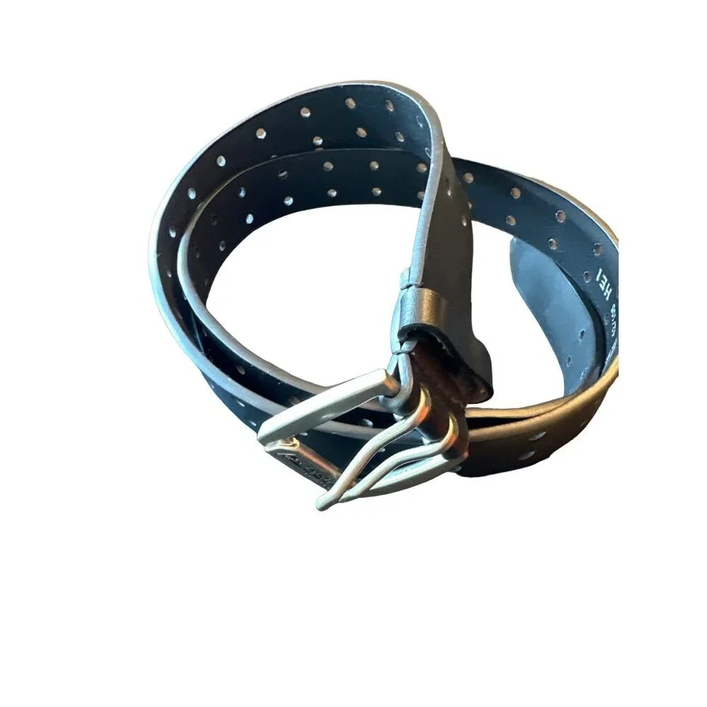 Dickies Mens Black Genuine‎ Leather Belt With Double Prong Buckle Size 42/105