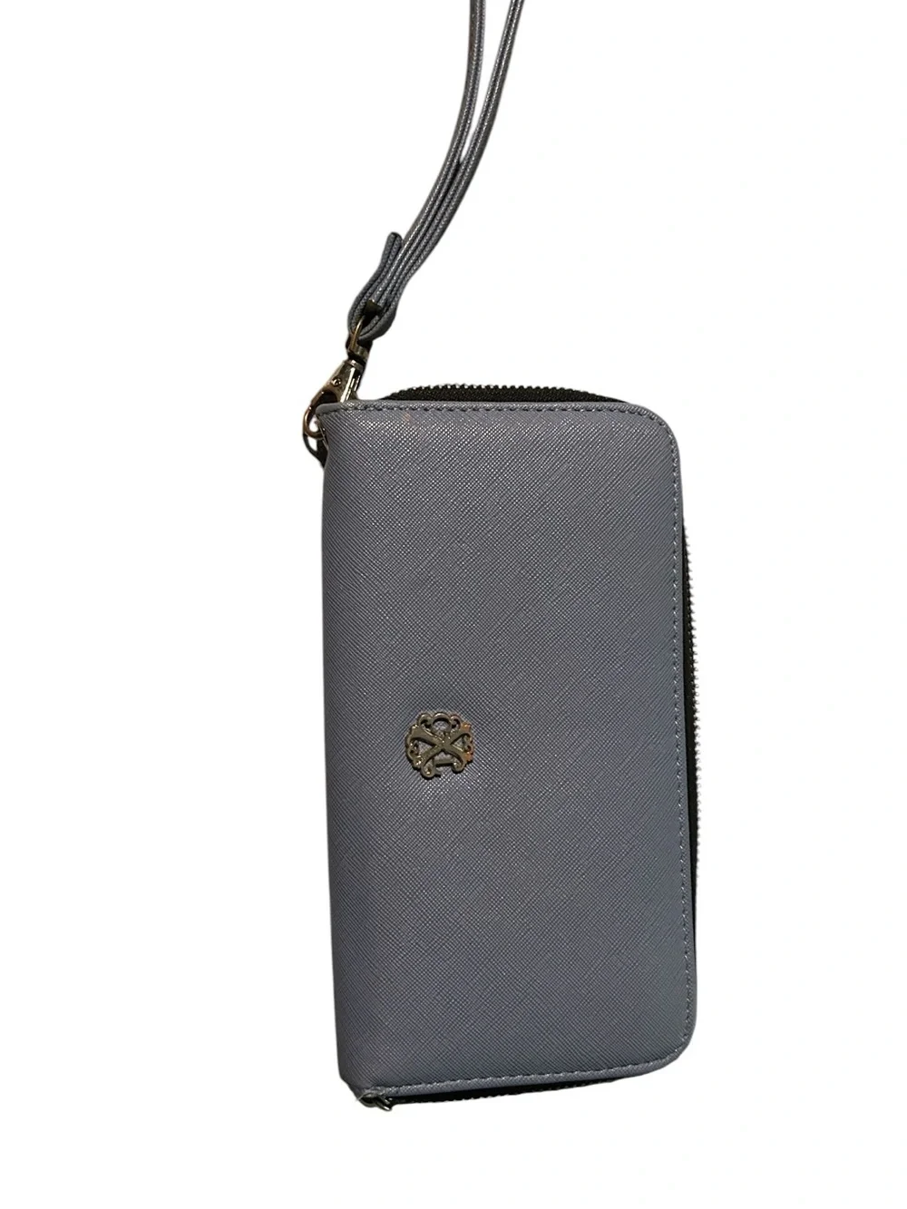 Blue Wristlet Zip Wallet - Compact Women's Organizer