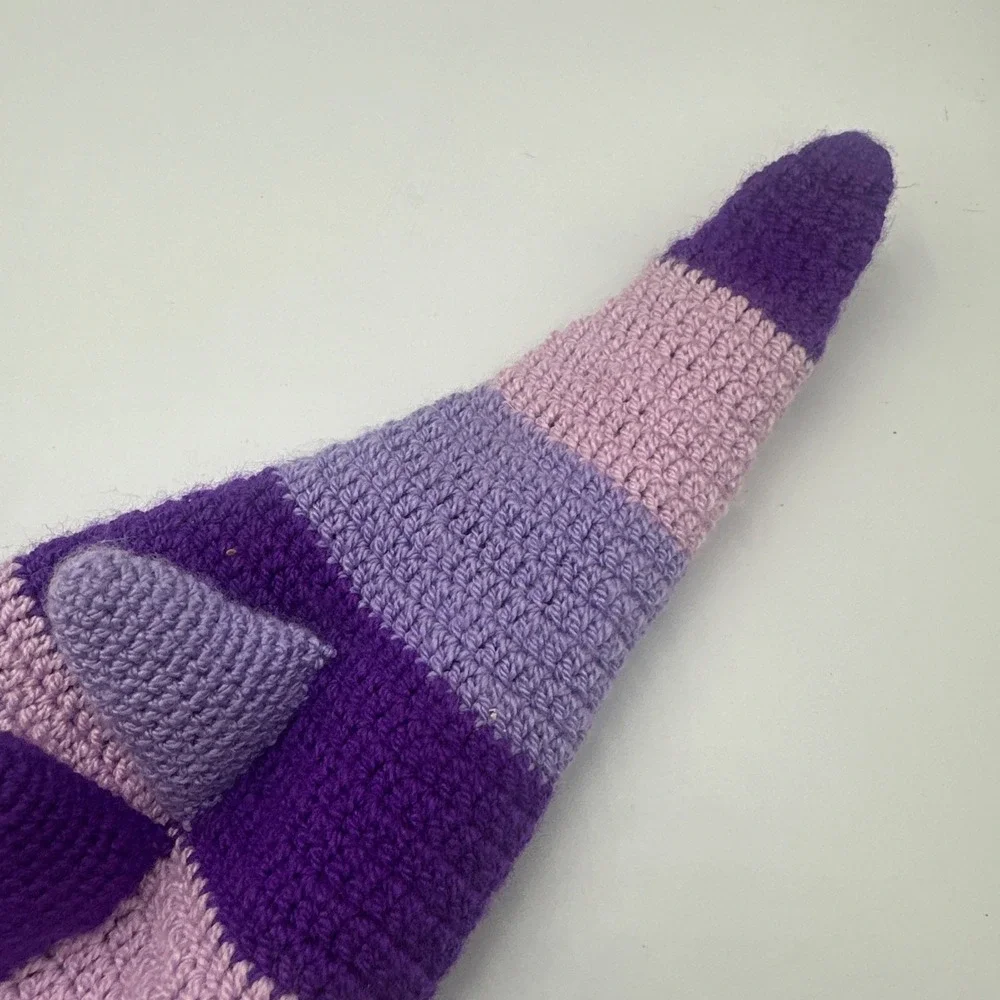 Handmade Crochet Dinosaur Dragon Zip Pouch Coin‎ Purse Bag Purple Stripe Cute