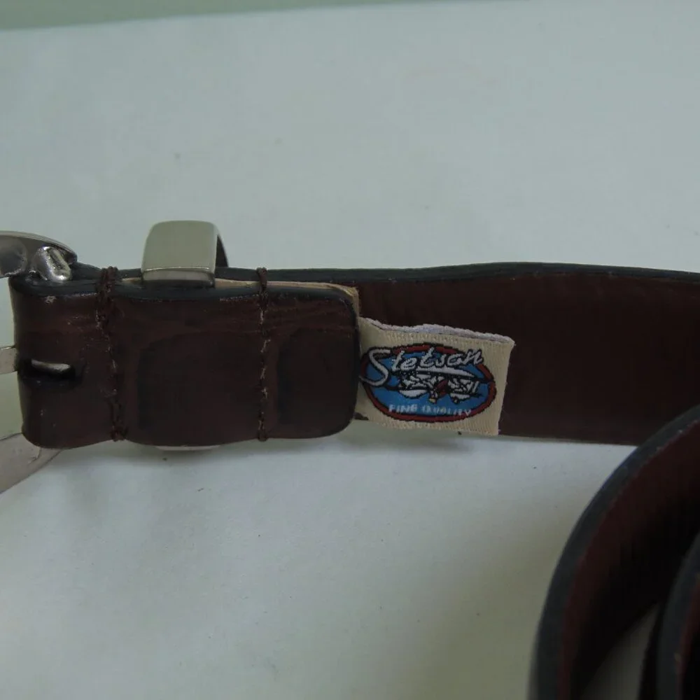 Vintage Stetson Belt Men’s 41 Rust Brown Alligator‎ Embossed Genuine Leather