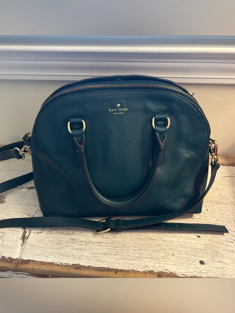 kate spade Teal Pebbled Leather Dome Satchel