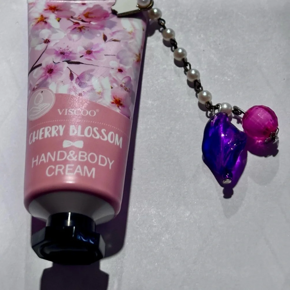 Cherry Blossom Hand & Body Cream with Keychain/ bag charm unique gift