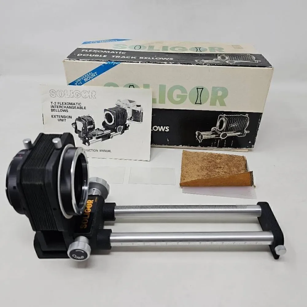 SOLIGOR FLEXOMATIC DOUBLE TRACK BELLOW EXTENSION UNIVERSAL T-2 MOUNT