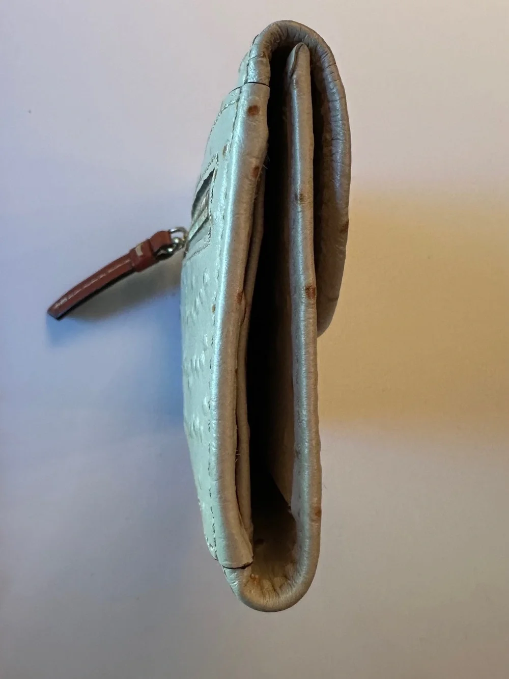 DOONEY & BOURKE  OFF WHITE/ CREAM OSTRICH-EMBOSSED CONTINENTAL CLUTCH