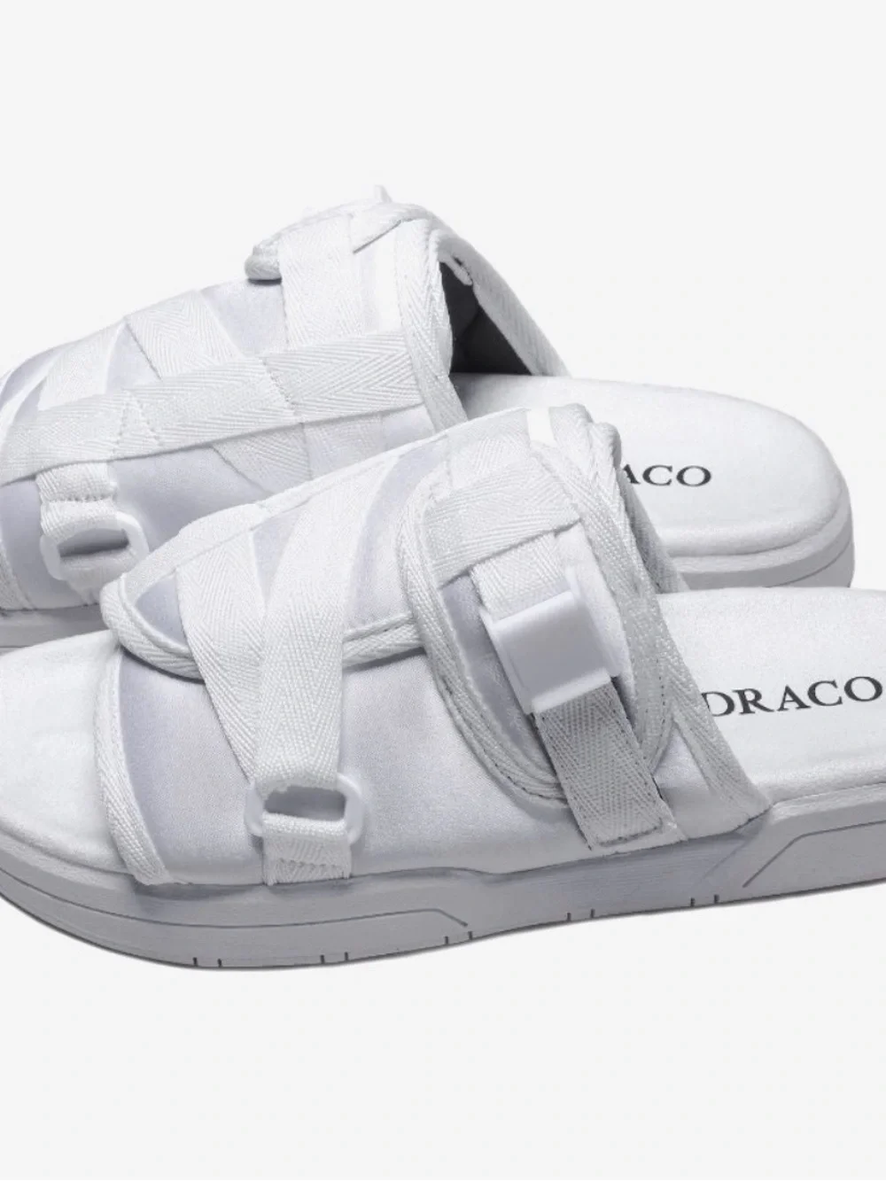 Draco Men’s White Slide Sandals with Textured Straps