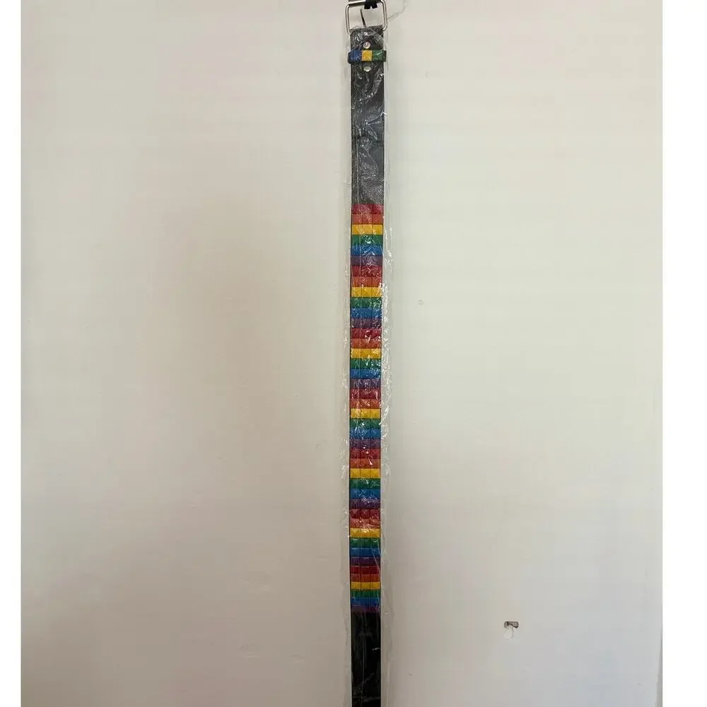 Rainbow Lego Brick Black Belt NWT