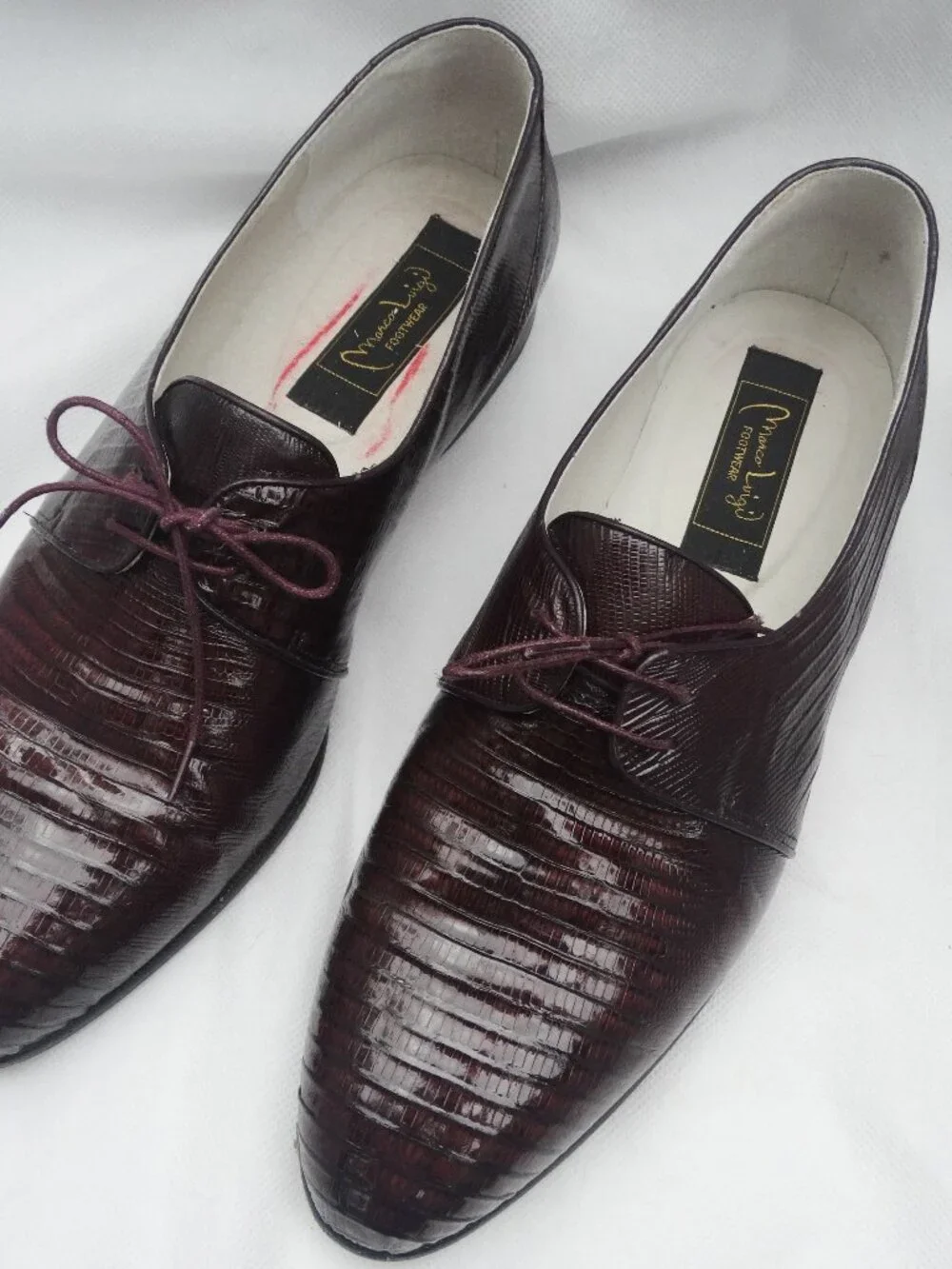 Marco Luigi Footwear Men's 11 Genuine Lizard Lace Up Oxford/Dress Shoes, vine
