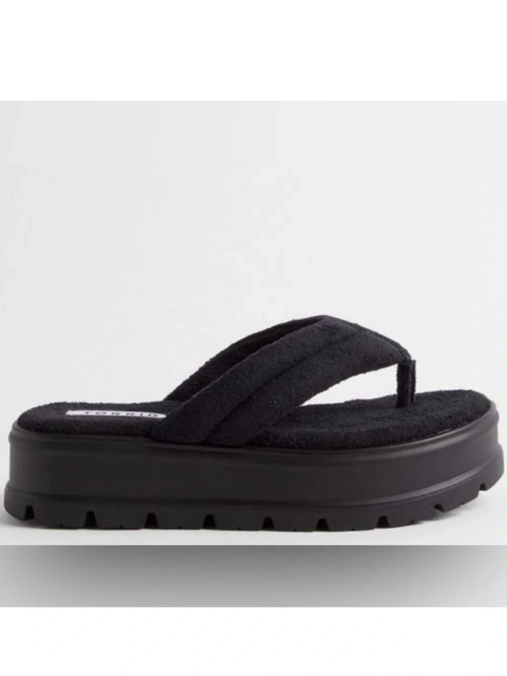 torrid Black Plush Terry Cloth Platform Thong Sandals