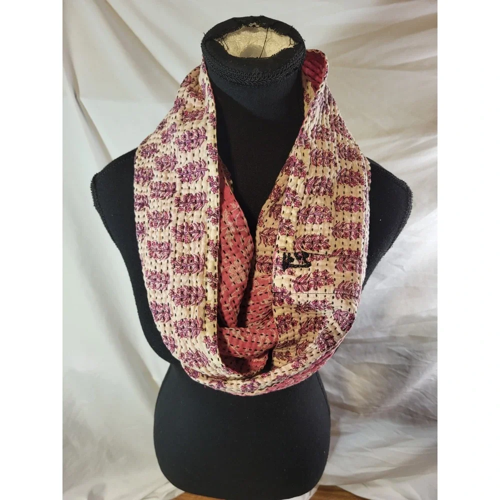 Anchal Project Cotton Reversible Infinity Scarf Pink Floral