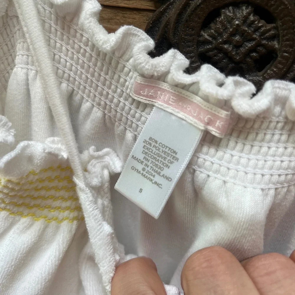 Janie and Jack Girls White Terry Cloth Swim Cover Up Dress Yellow Bows Size 5‎
