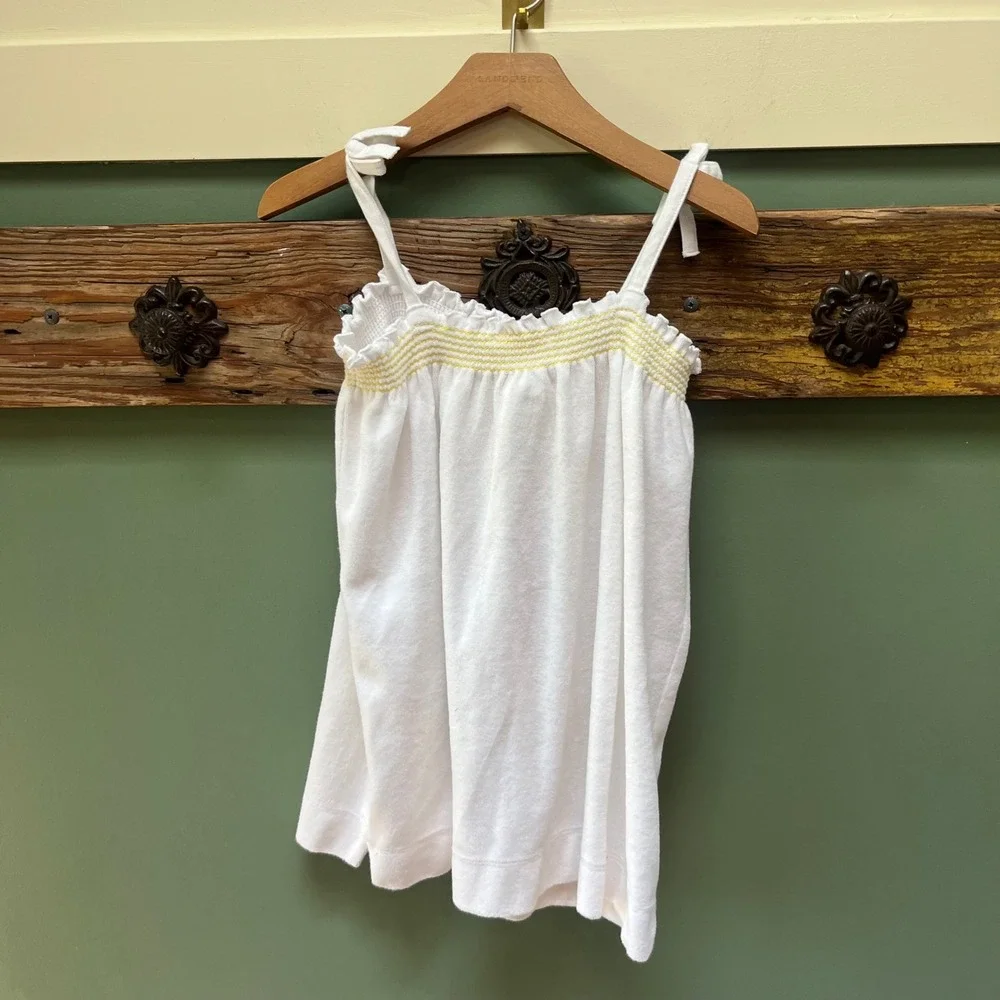 Janie and Jack Girls White Terry Cloth Swim Cover Up Dress Yellow Bows Size 5‎
