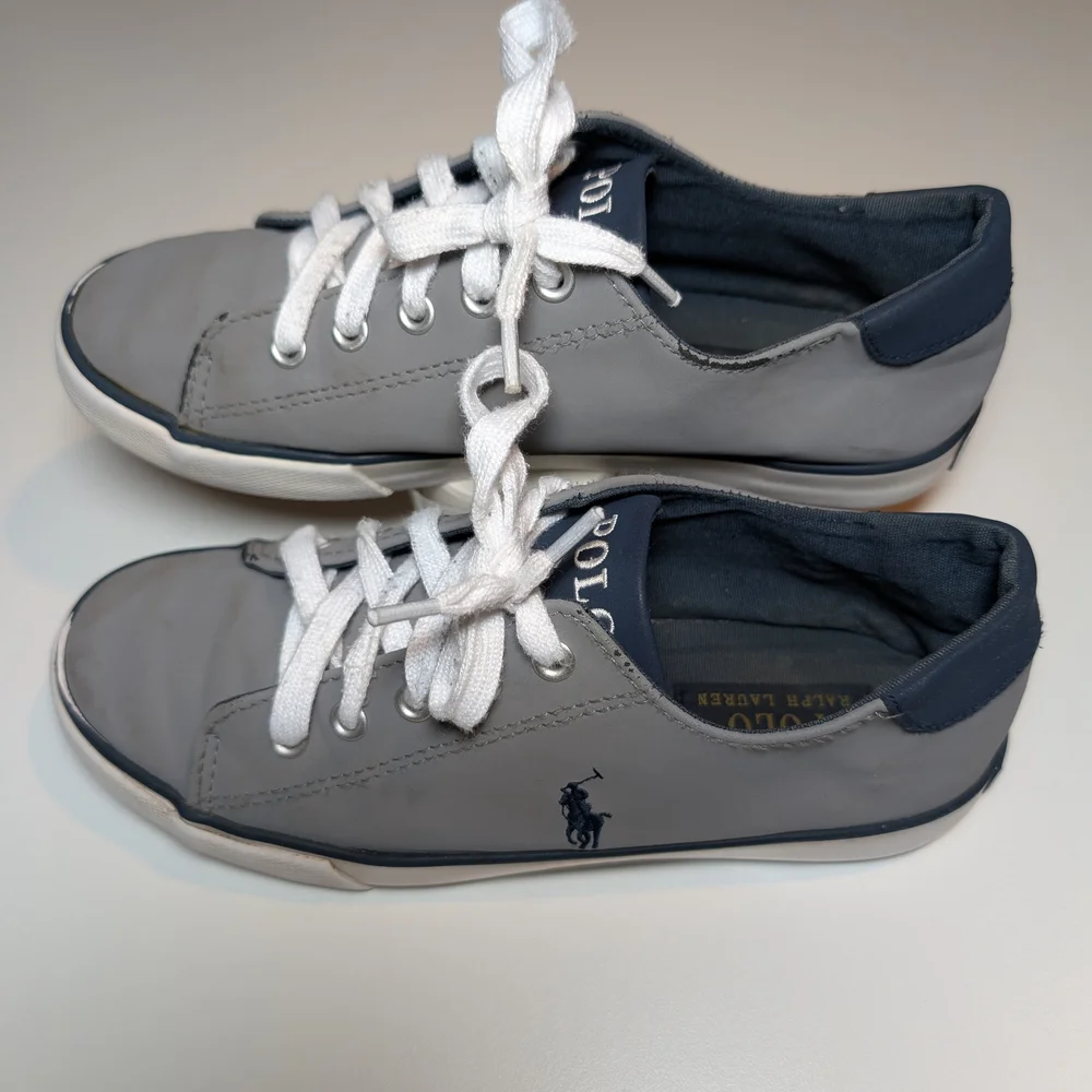 Polo by Ralph Lauren Gray and Navy Leather Sneakers
