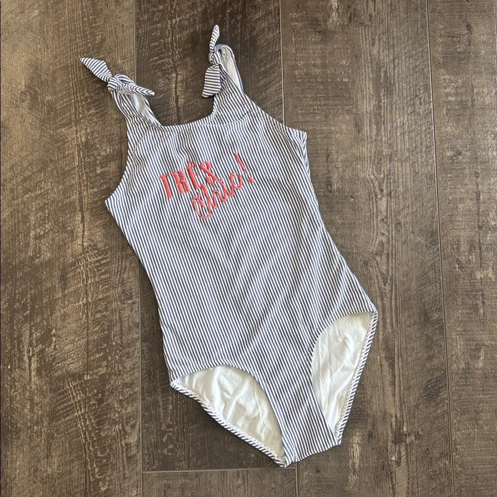Blue & White Stripe One-Piece Swimsuit - Très Chic