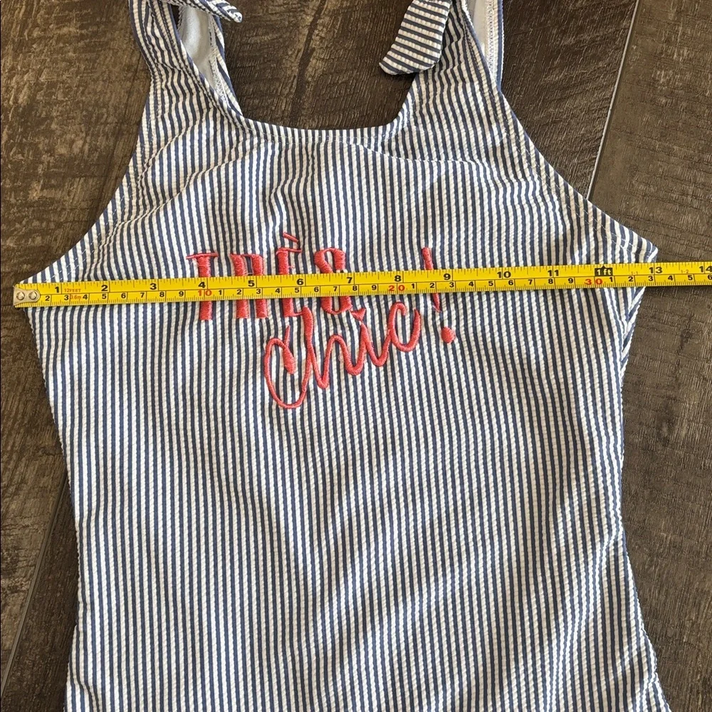 Blue & White Stripe One-Piece Swimsuit - Très Chic