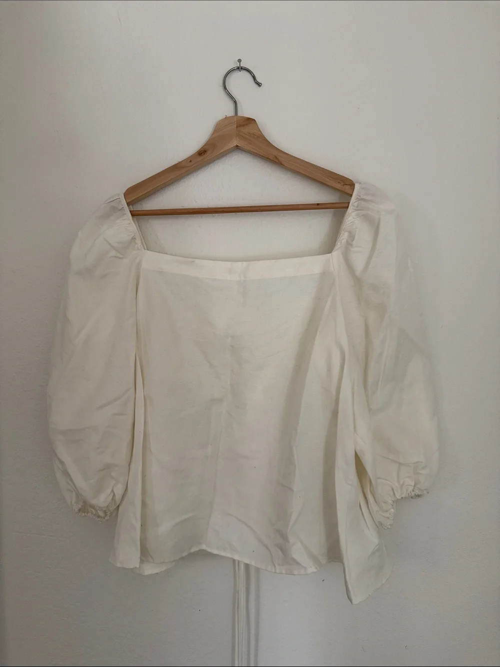 Cult Gaia Cream Puff-Sleeve Tie-Front Blouse