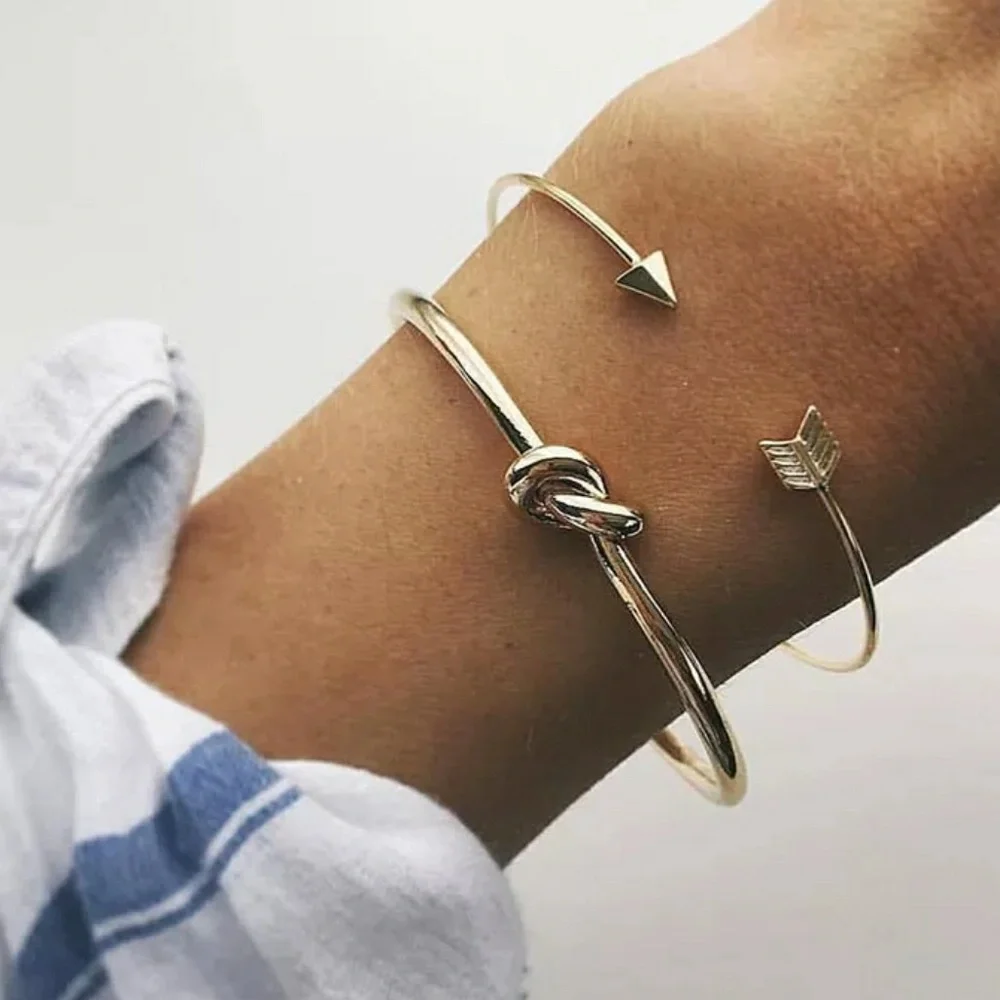 Gold 2 Piece Bracelet Bangle Set