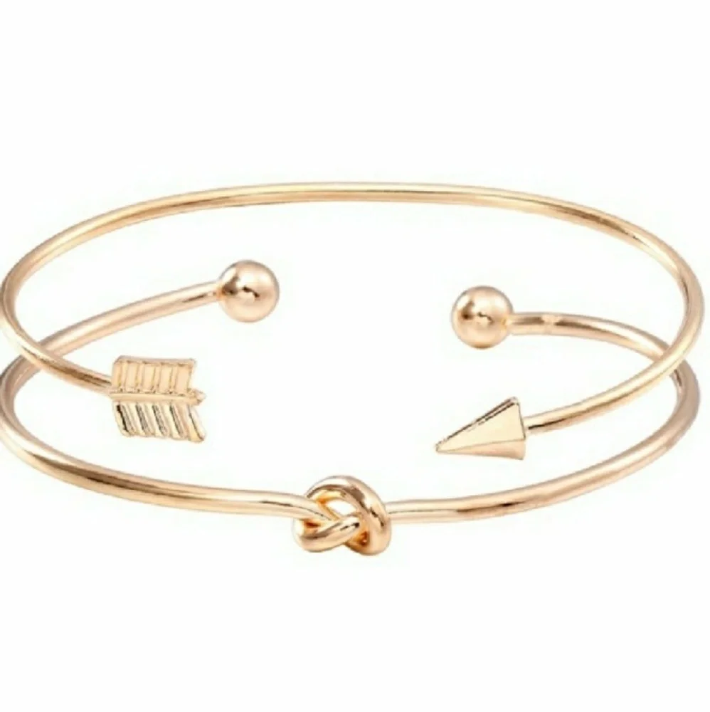 Gold 2 Piece Bracelet Bangle Set