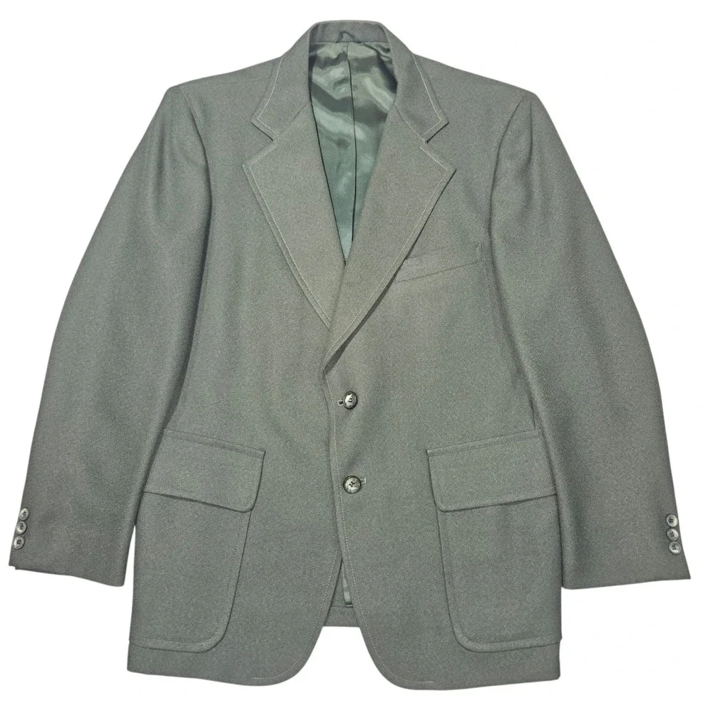 VTG Garrison Park Two Button Blazer Sport Coat Olive Green Sz L Approx