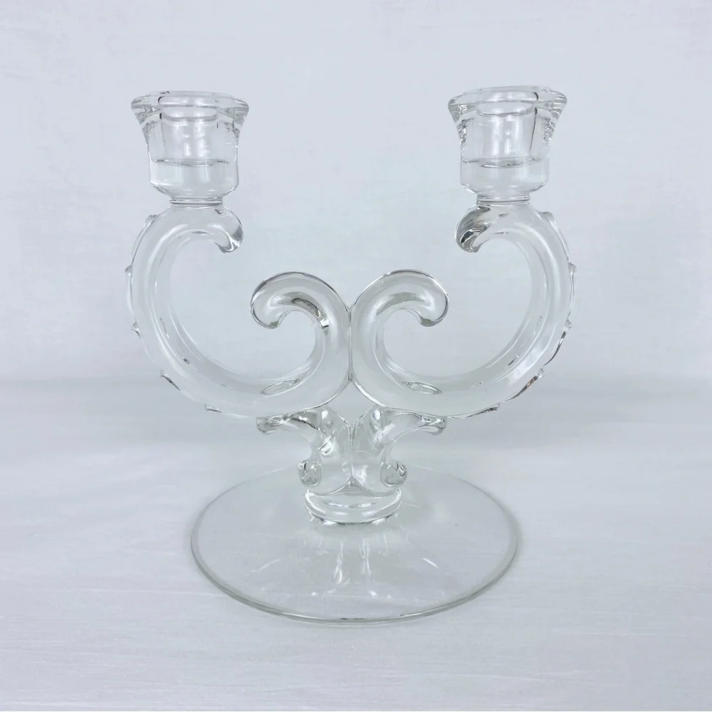 Vintage Fostoria Glass Double-Arm Candleholder