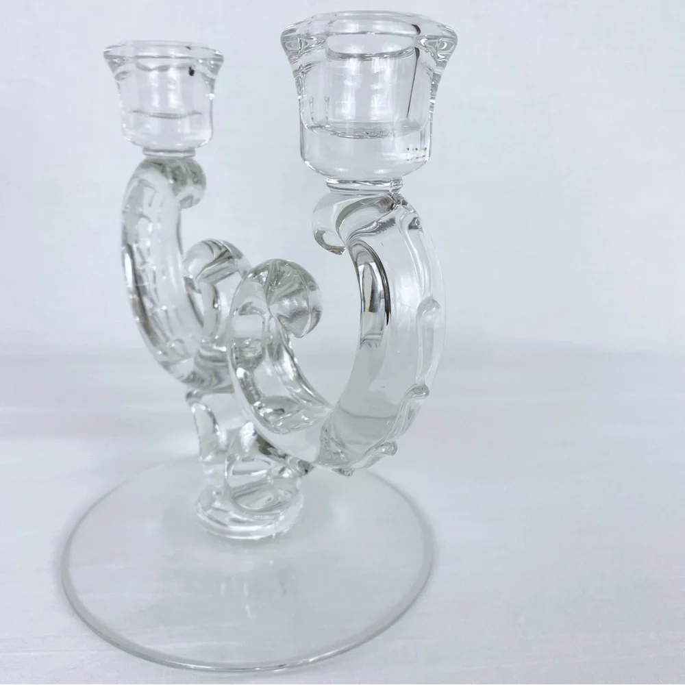 Vintage Fostoria Glass Double-Arm Candleholder