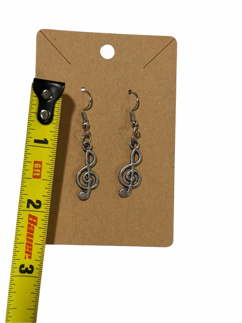 Silver Treble Clef Dangle Earrings - Musical Note Jewelry
