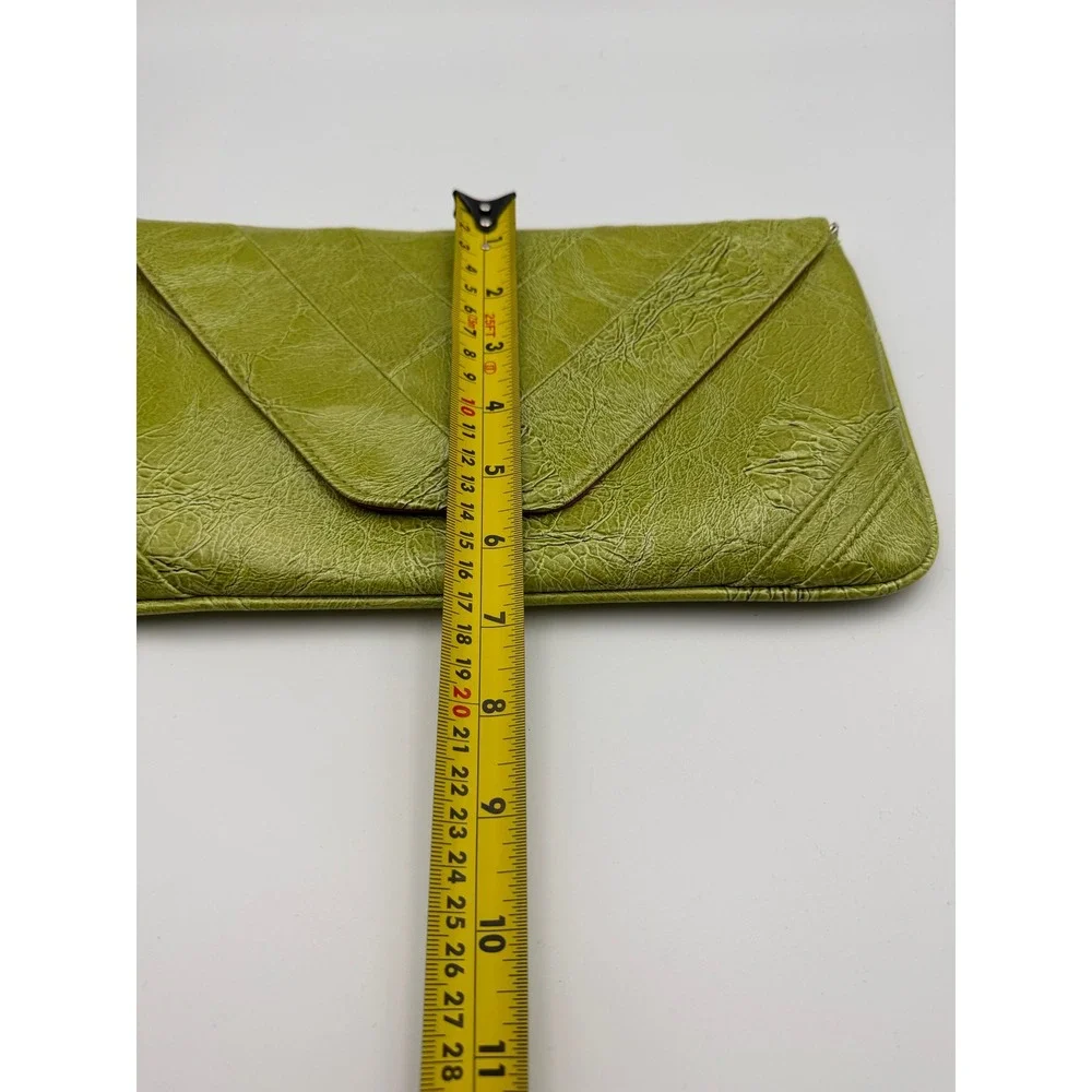 Daisy Fuentes Lime Green Faux Leather Envelope Clutch Bag with Chain Strap