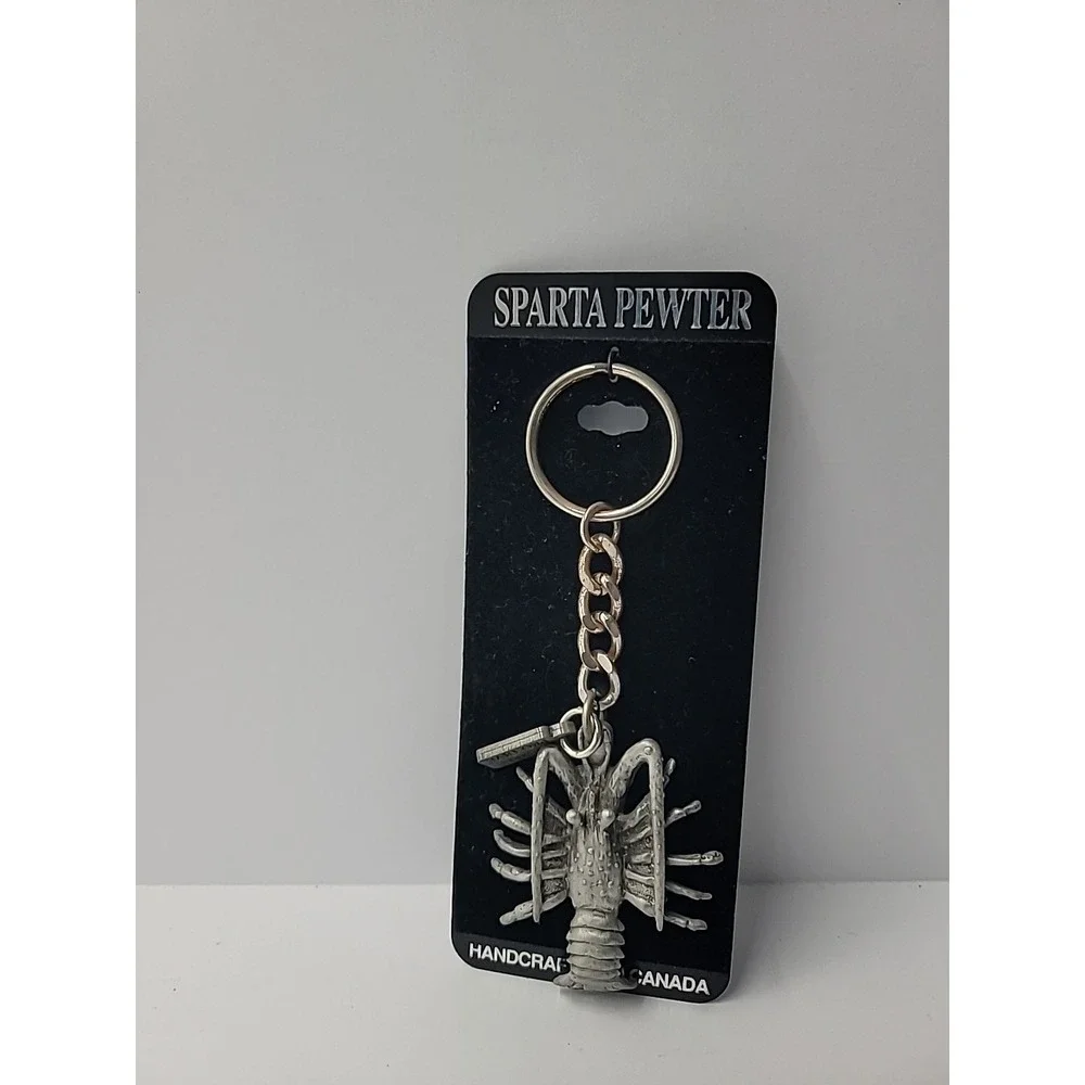 New Sparta Pewter Lobster Keychain‎ Handcrafted Nautical Souvenir